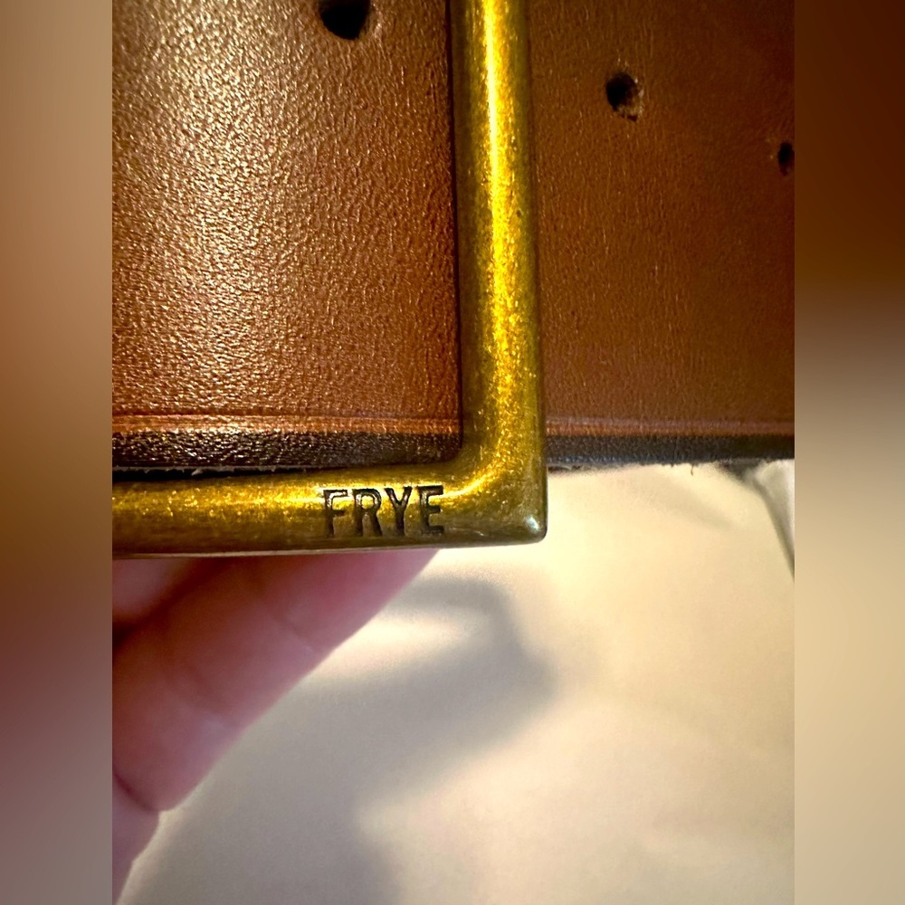 Frye Womens Shaped Leather Belt with Roller Buckle Brown Size S